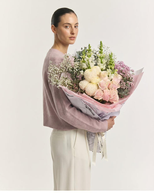 Osaka bouquet in the new Fig & Bloom illustrated wrap