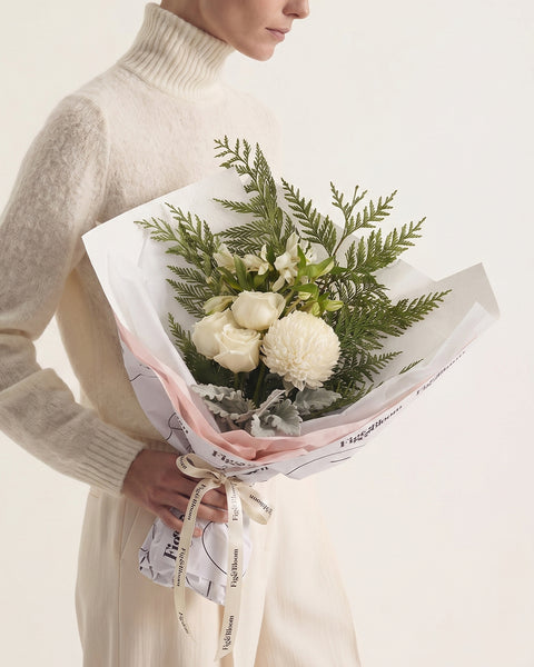 Monaco Bouquet in white by Fig & Bloom, side profile