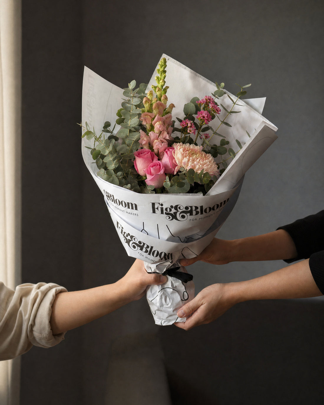 Positano Posy by Fig & Bloom being handed over