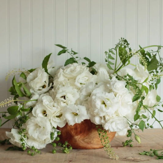 Pale pink lisianthus flowers in bloom