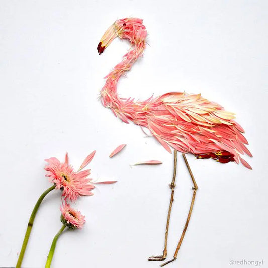 Flower petals transformed into birds