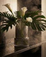 Glass Ribbed Vase Smoke (20cm)
