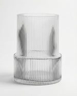 Glass Ribbed Vase Clear (20cm)