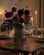Glass Ribbed Vase Smoke (20cm)