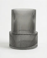 Glass Ribbed Vase Smoke (20cm)