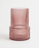 Glass Ribbed Vase Pink (20cm)
