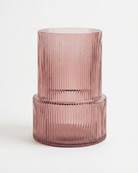 Glass Ribbed Vase Pink (20cm)
