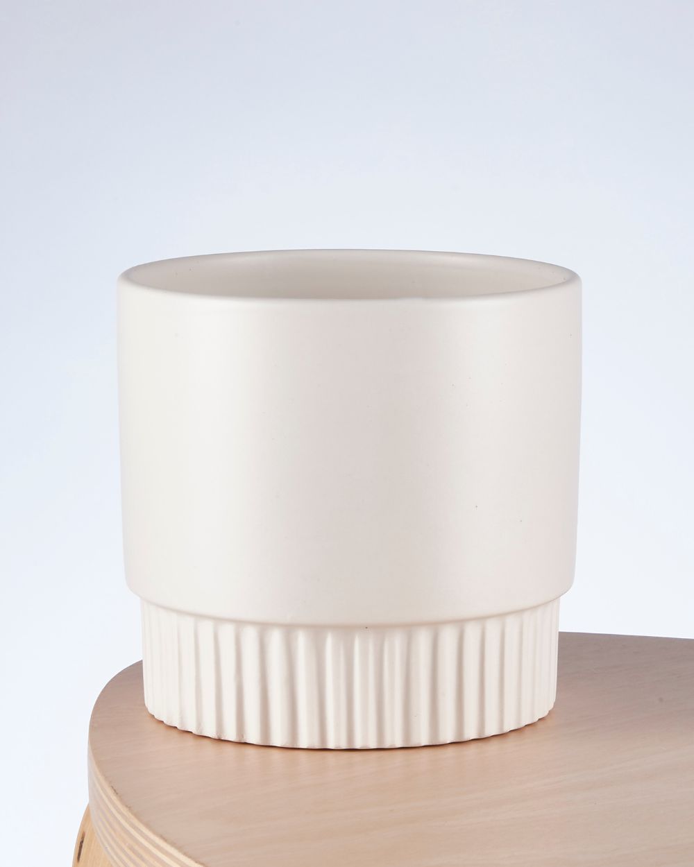 120mm Pot Ribbed White