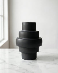 Stacked Totem Vase (Black)