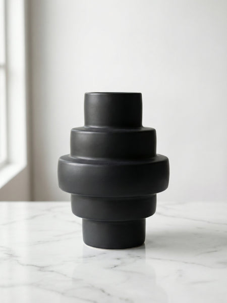 Stacked Totem Vase (Black)