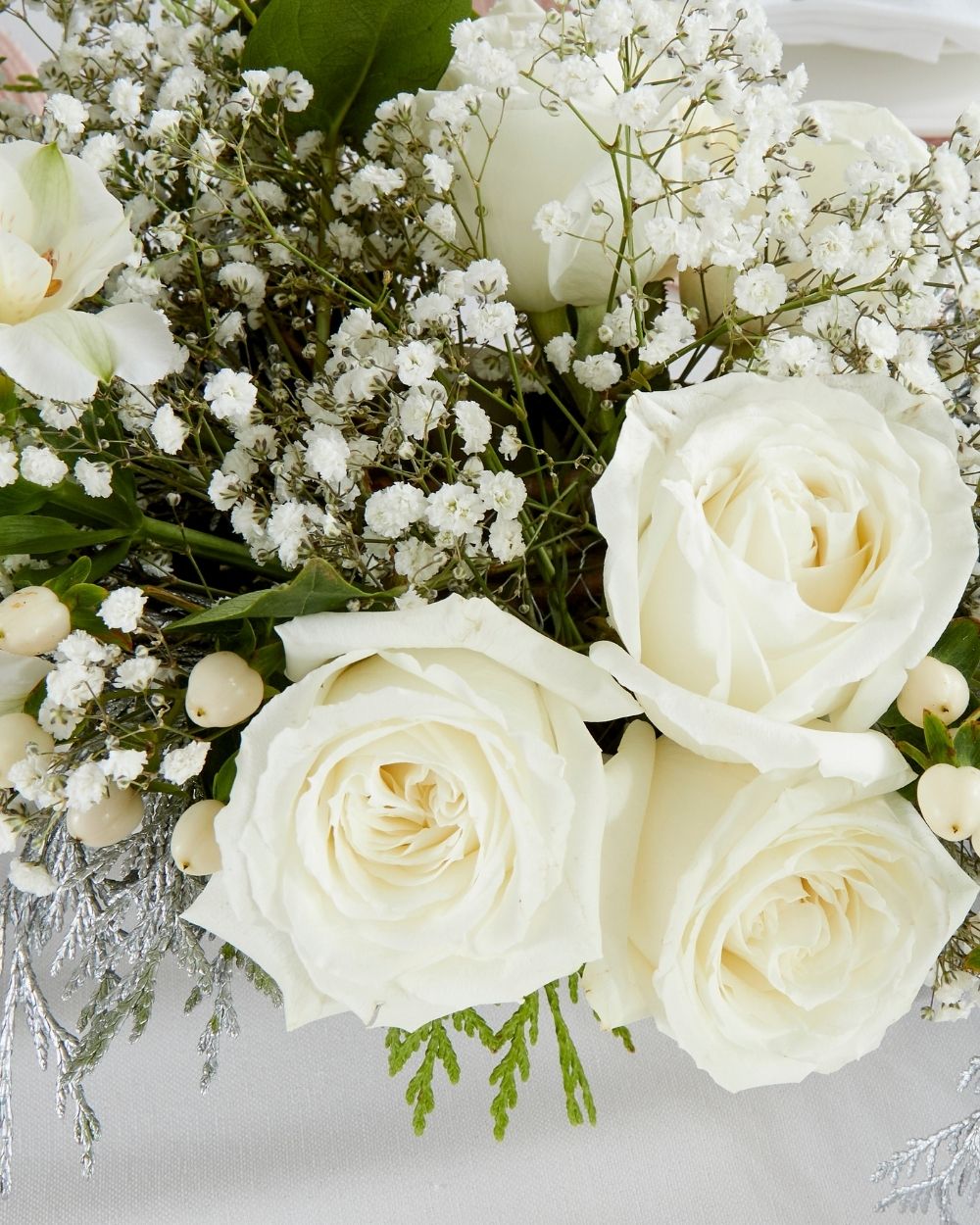 Christmas Table Flowers (White & Silver)