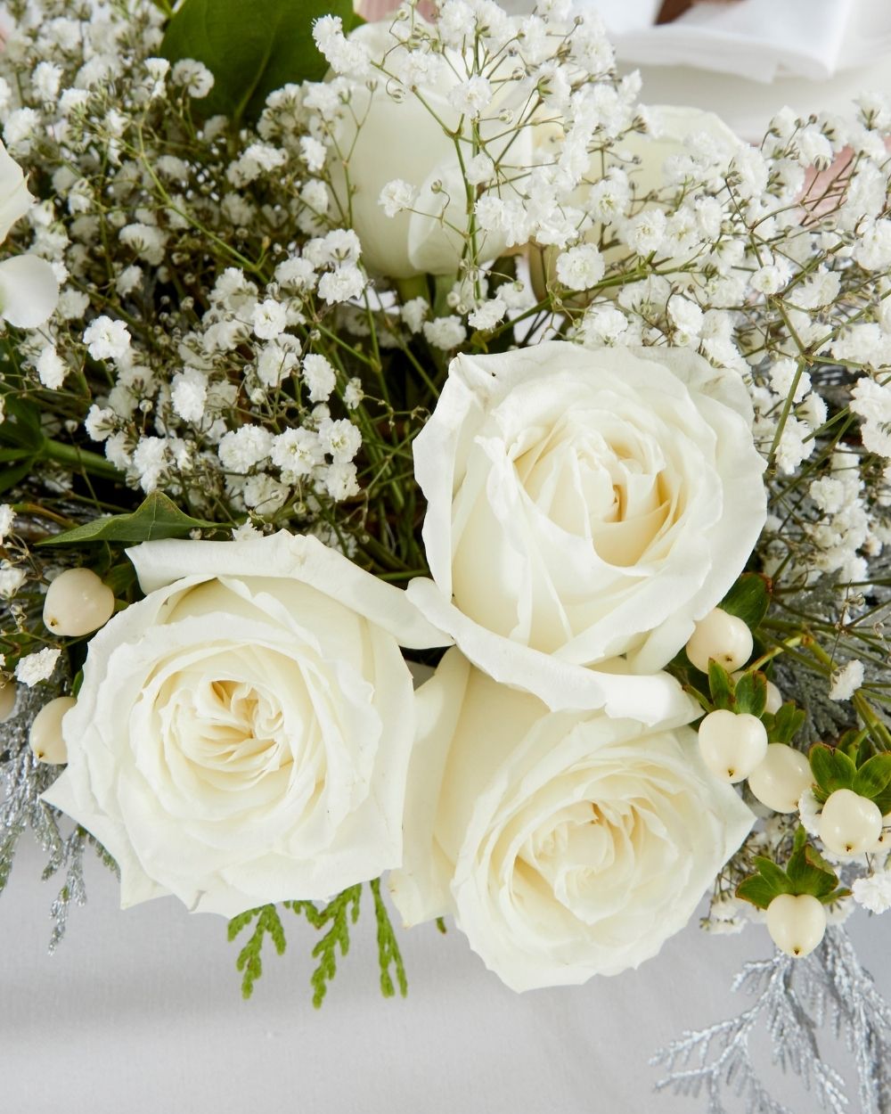 Christmas Table Flowers (White & Silver)