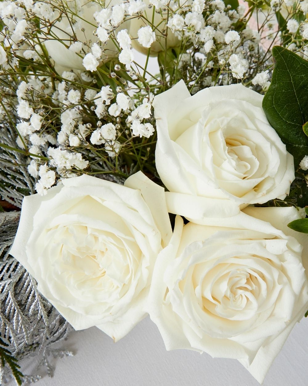 Christmas Table Flowers (White & Silver)