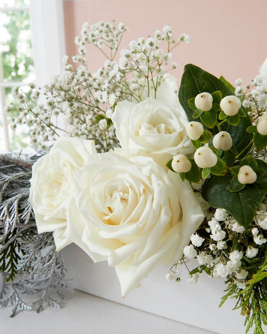 Christmas Table Flowers (White & Silver)