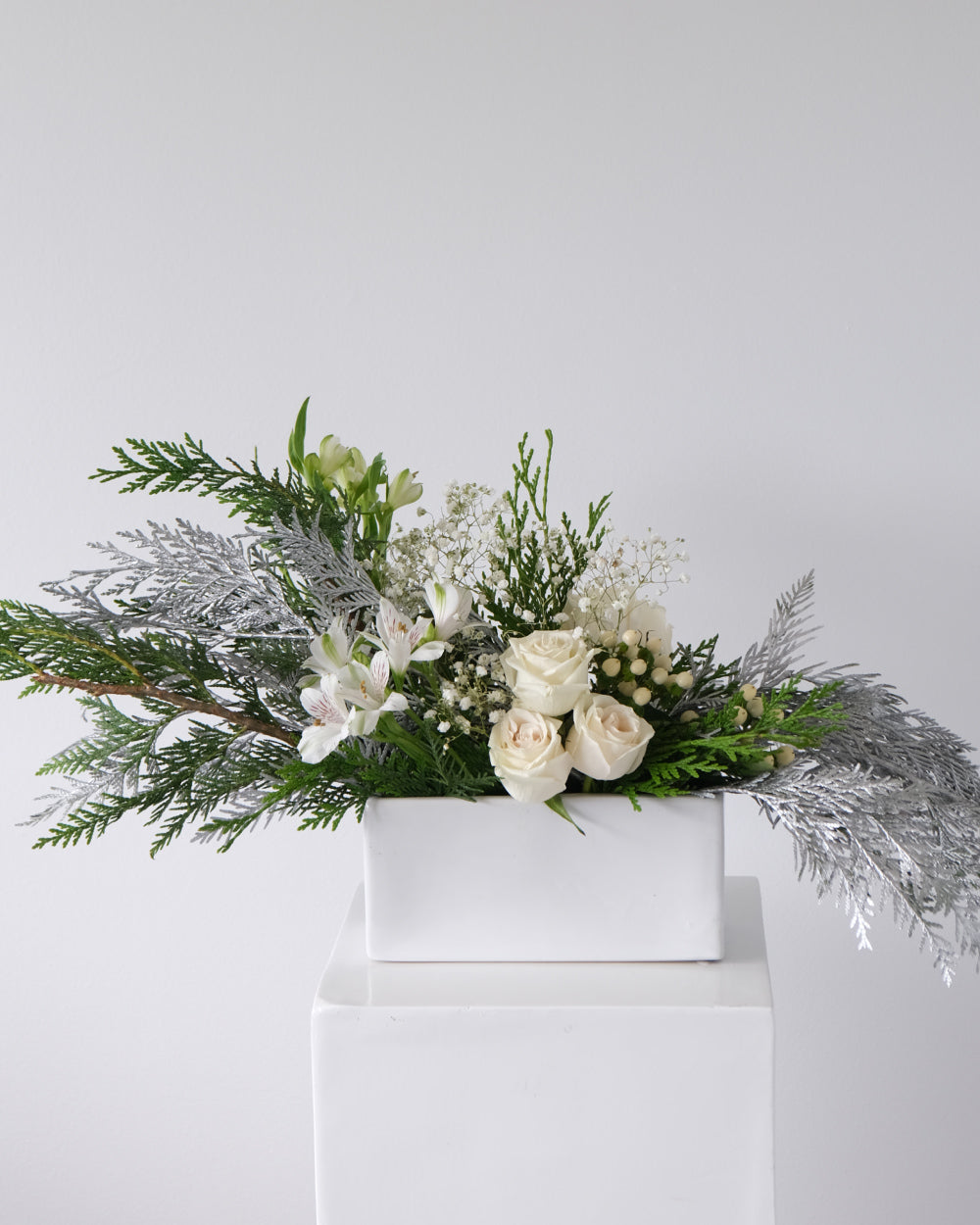 Christmas Table Flowers (White & Silver)
