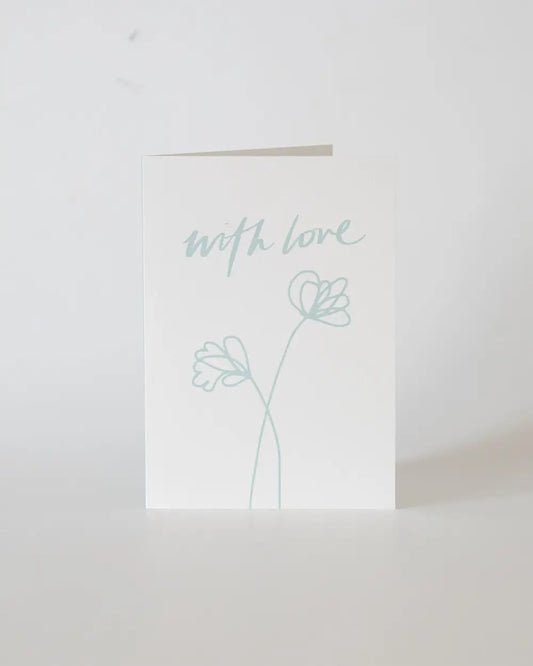 With Love Greeting Card (White/Acquamarine)