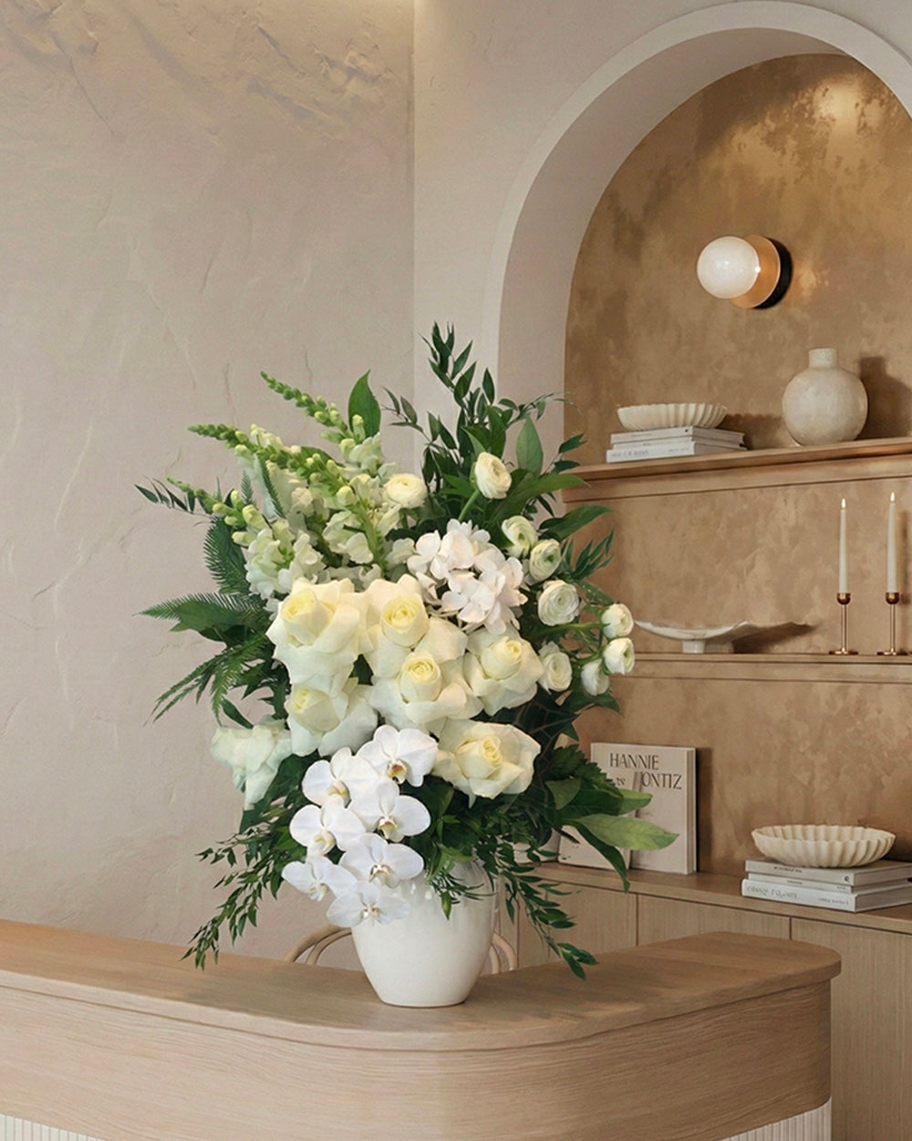 White Vase Arrangement - Tall