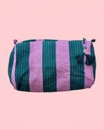 Wild Cactus Indie Cosmetic Bag Ochre Pink Strippy