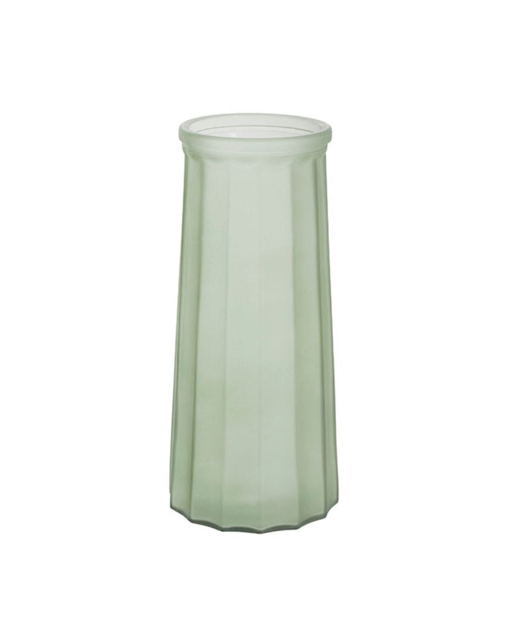 Matte Sage Ribbed Glass Vase