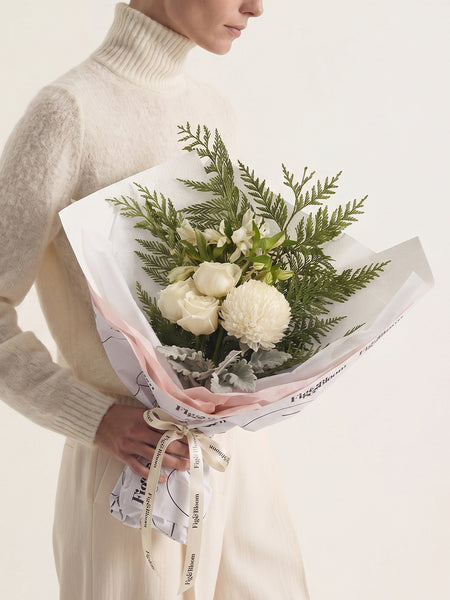 Monaco Bouquet in white by Fig & Bloom, side profile