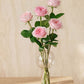 Pink Roses in Balloon Glass Vase