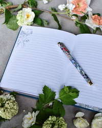 Typoflora Blooms in Blue rollerball pen