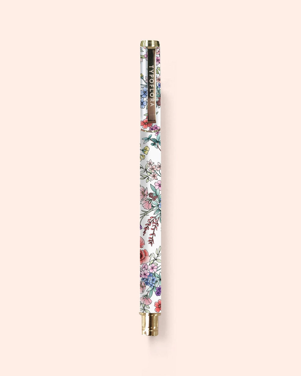 Typoflora Blooms in White rollerball pen