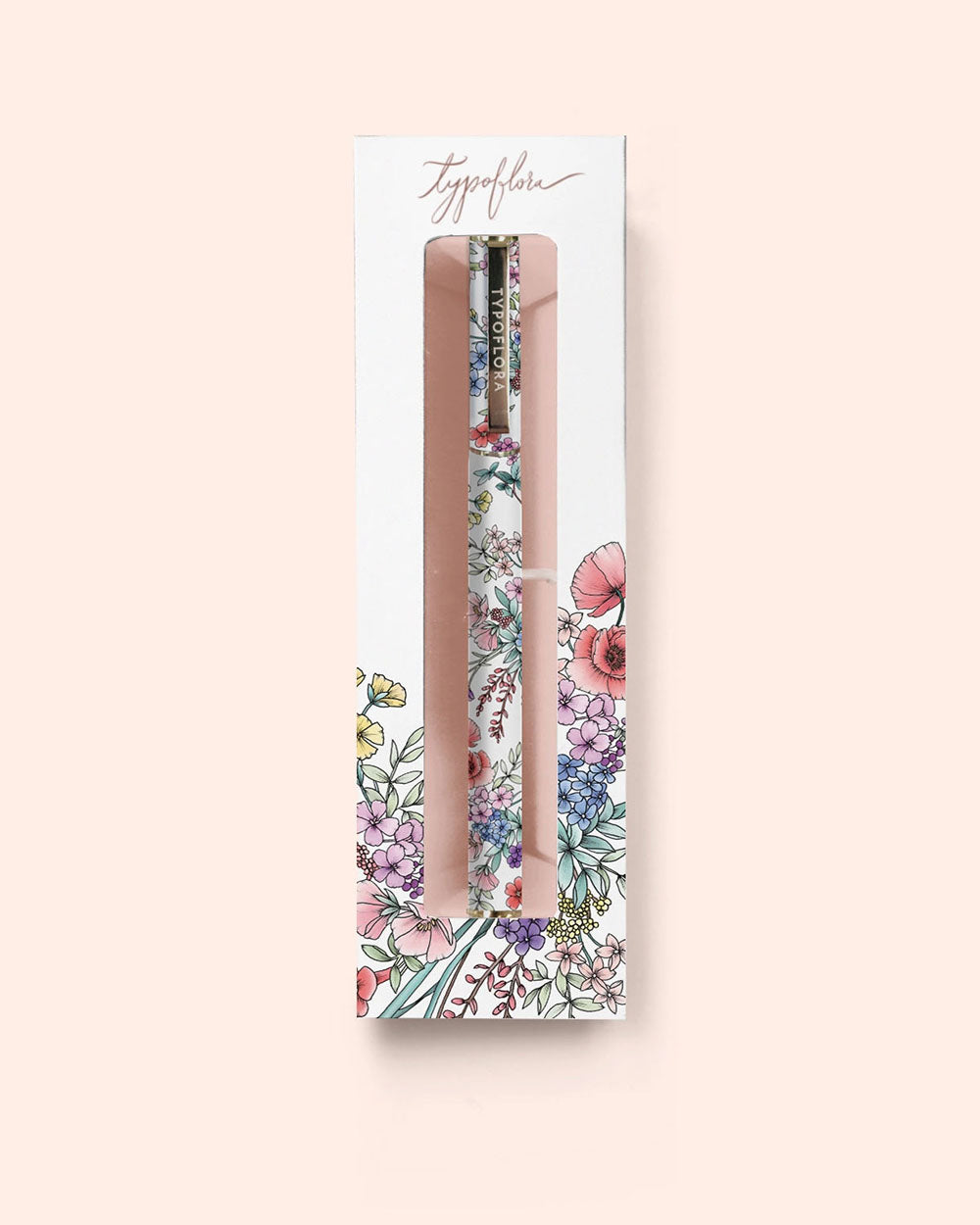 Typoflora Blooms in White rollerball pen