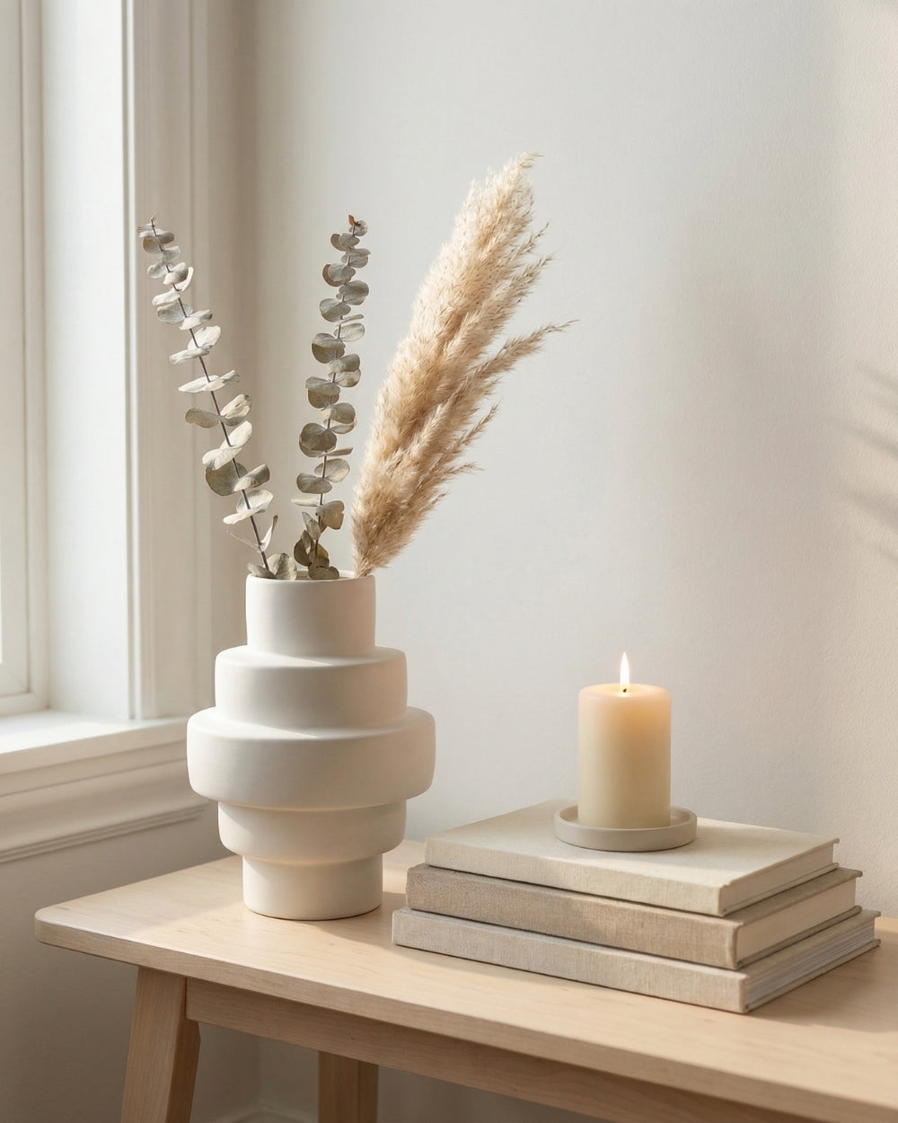 Stacked Totem Vase (White)