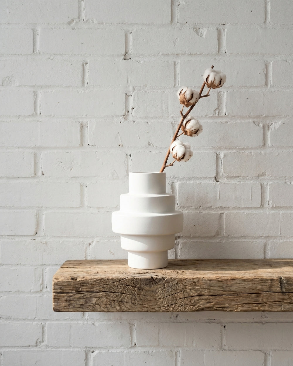 Stacked Totem Vase (White)