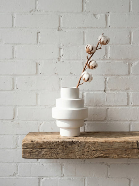 Stacked Totem Vase (White)