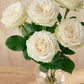 White Roses in Balloon Glass Vase
