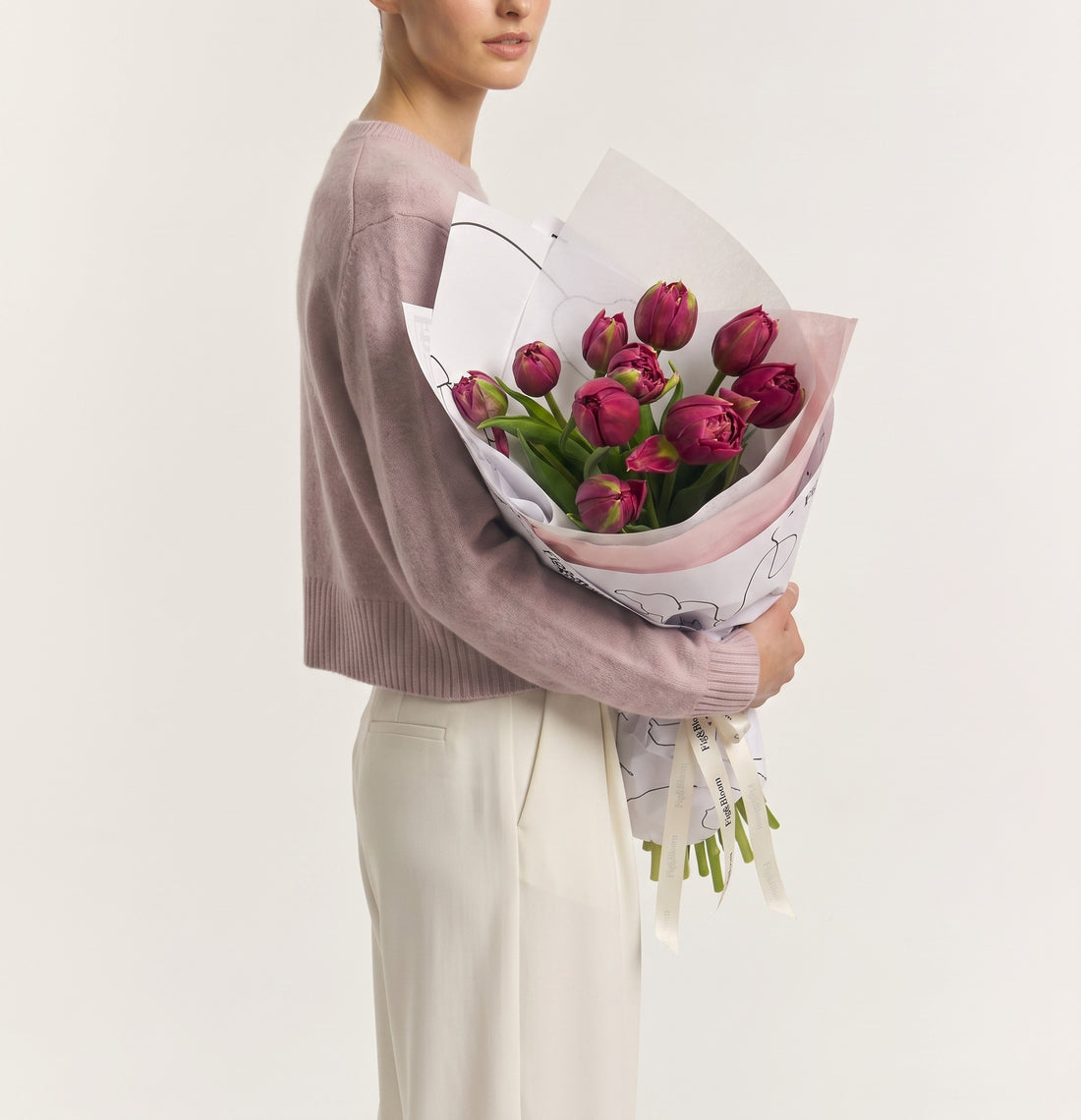 Amsterdam tulips cradled in studio — Fig & Bloom