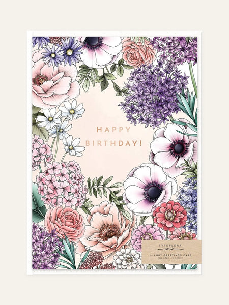 blooming birthday card front design