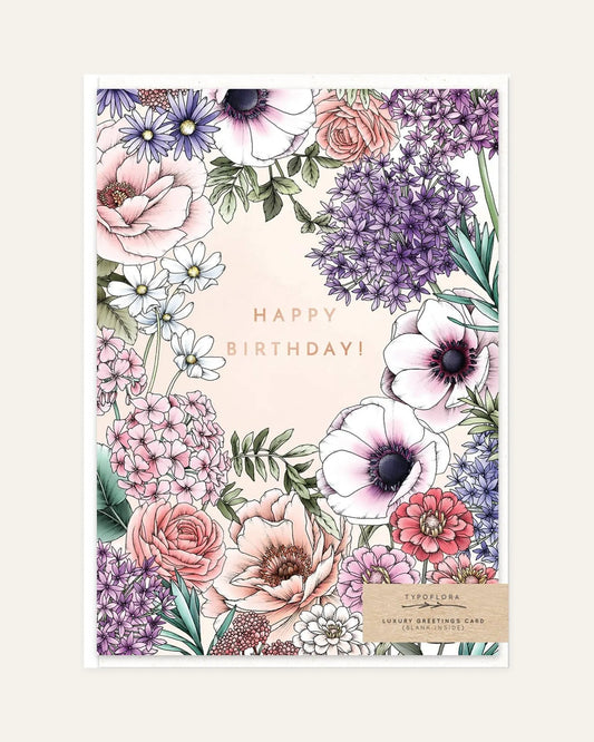 blooming birthday card front design