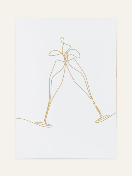 champagne greeting card — front design