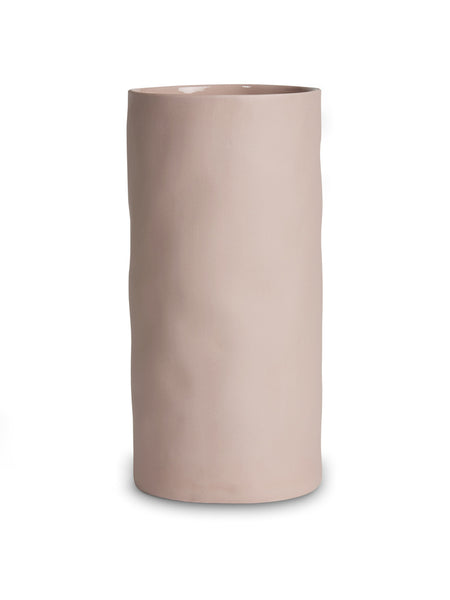 Icy pink matte ceramic Cloud Vase cylinder, 25cm, by Marmoset Found