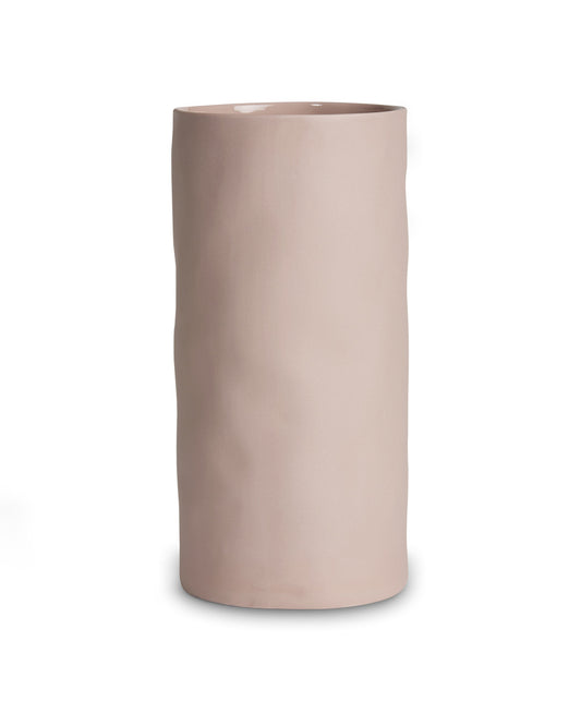 Icy pink matte ceramic Cloud Vase cylinder, 25cm, by Marmoset Found