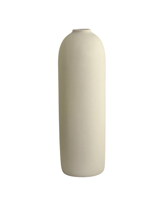 Chalk white matte ceramic Cocoon Vase bottle form, 30cm, by Marmoset Found