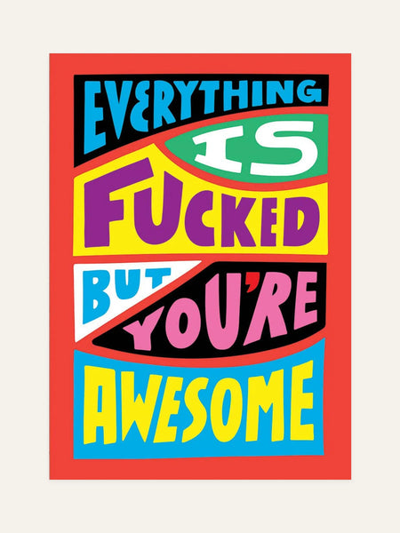 everything is fucked card front design
