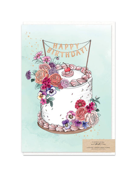 Floral Birthday Cake Card