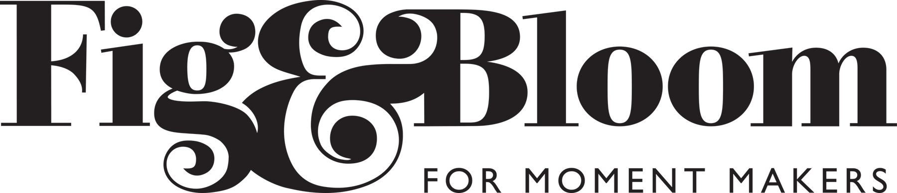 Fig & Bloom horizontal wordmark with the For Moment Makers tagline, in black
