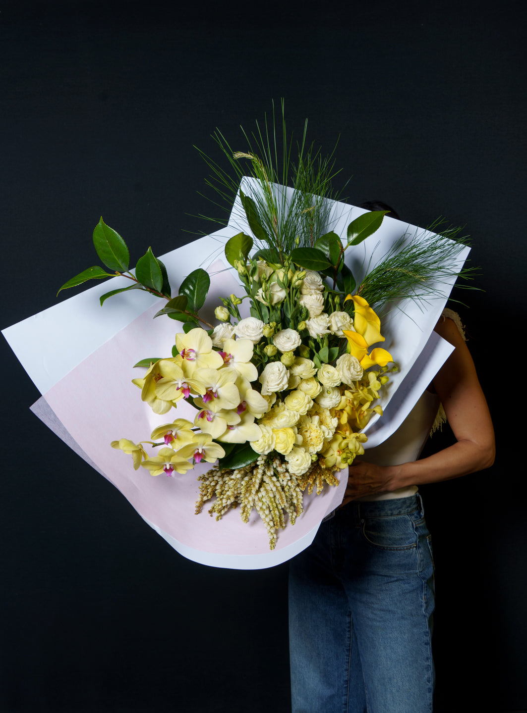 Model holding the Soleil arrangement against black
