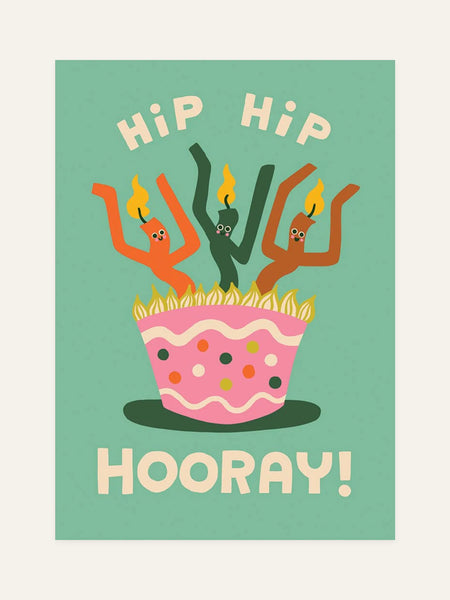 Hip Hip Hooray greeting card, front design