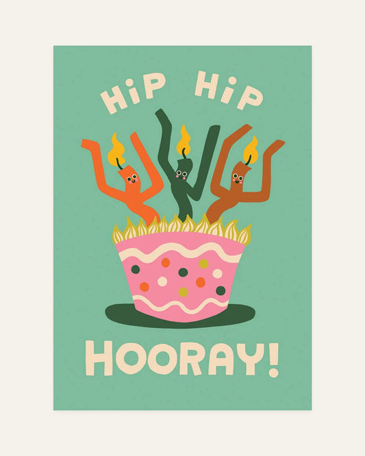 Hip Hip Hooray greeting card, front design