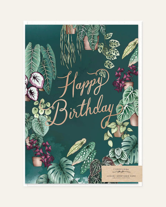 houseplants birthday card front design