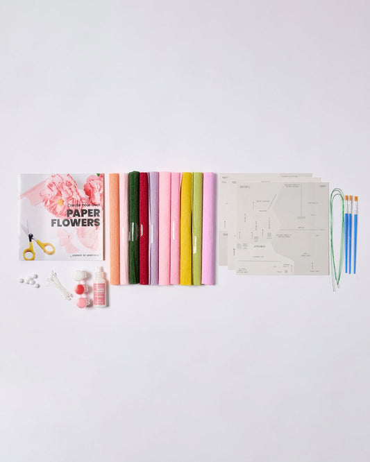 Paper Flower Making Kit materials and instruction booklet