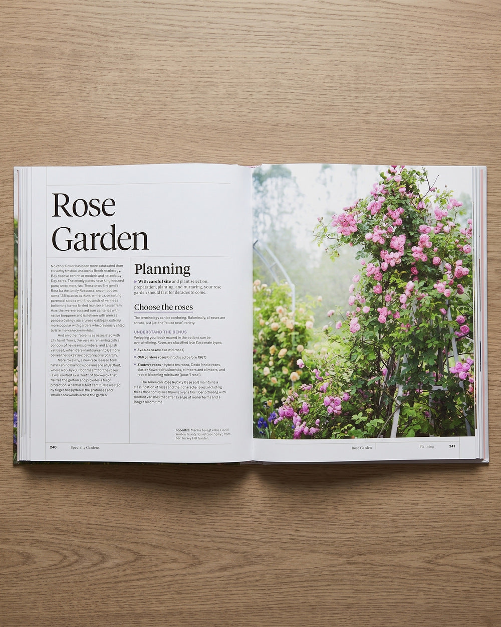 Martha Stewart's Gardening Handbook open at the Rose Garden chapter