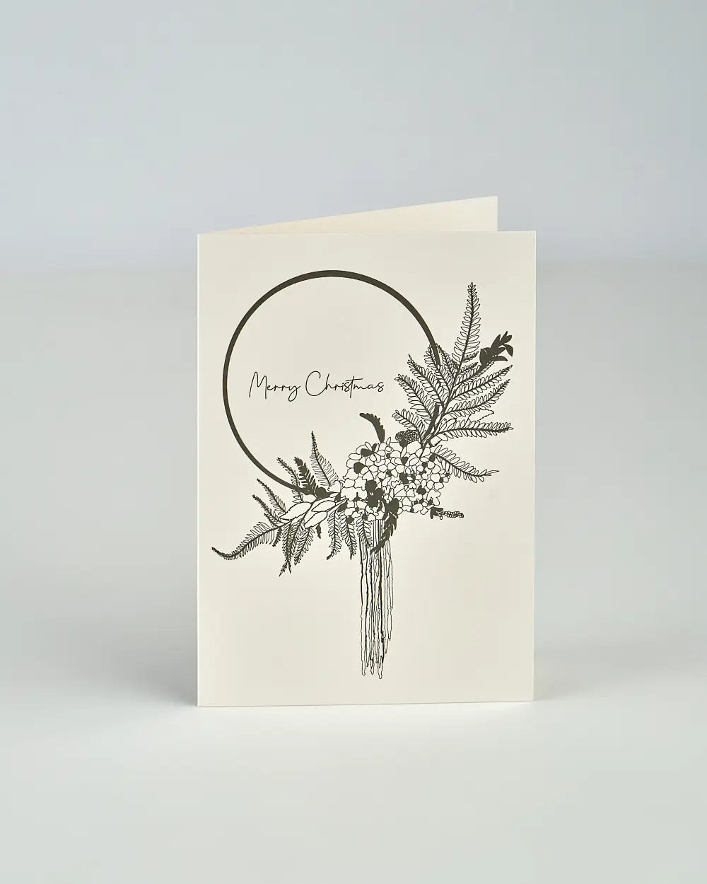 Merry Christmas Greeting Card (White/Olive)