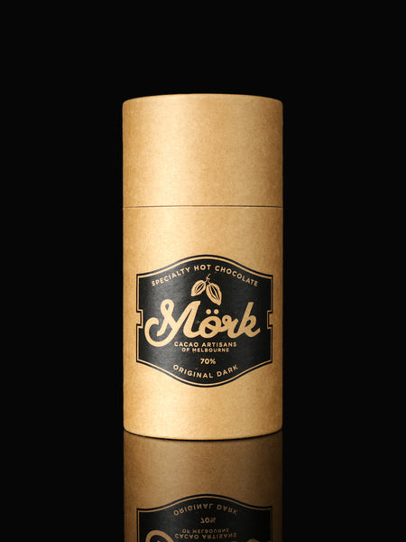Mörk Original Dark 70% specialty hot chocolate in a 250g kraft tube